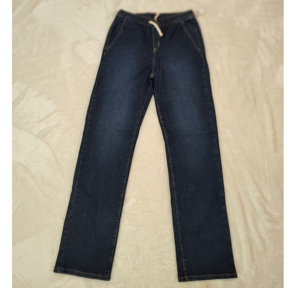 Old Navy Womens XXL 18 Straight Leg Dark Wash Denim Elastic Drawstring Jeans NEW